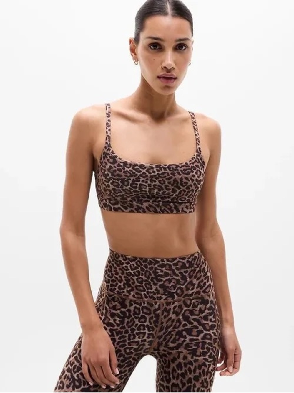 Athleta Leopard Print Leggings/ Sports Bra Set